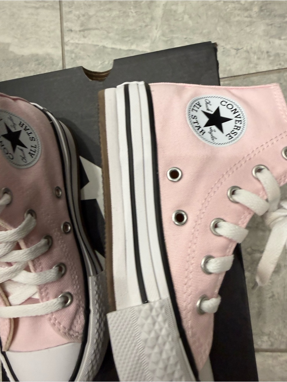 New girls Converse Sz 12 Pink High-Top Canvas Shoes Ctas Eva lift hi - Picture 6 of 8